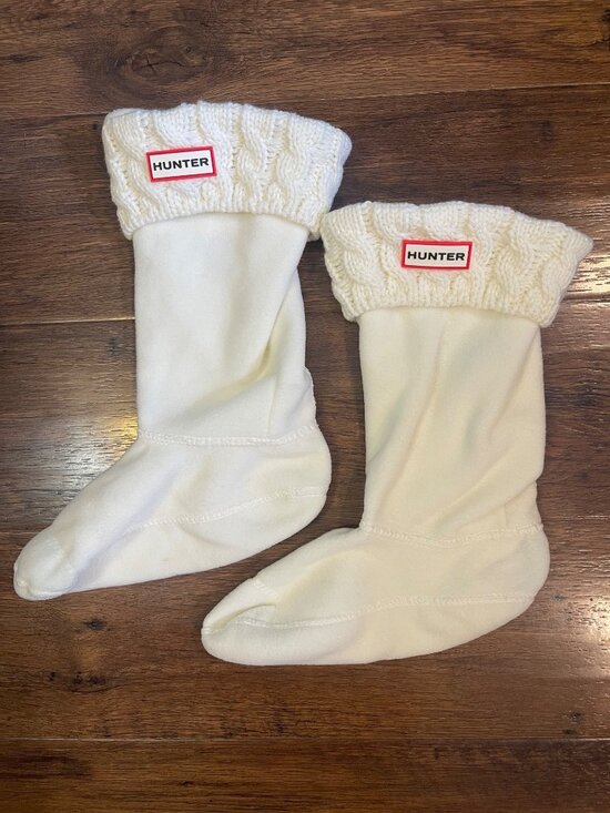 Hunter Other - New Hunter Boots Welly Cable Knit Boot Socks Girls XL (4-6) Cream